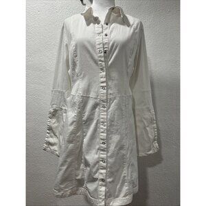 Free People Dress Womens Large White Thea Mini Snap Shirt Dress Open Tunic
